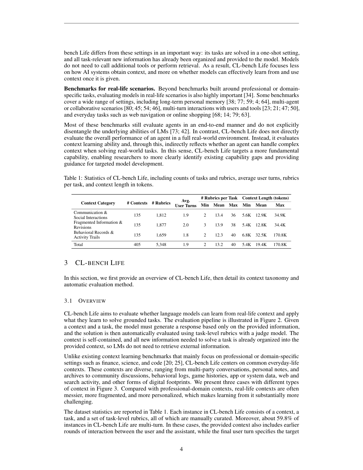CL-bench Life statistics